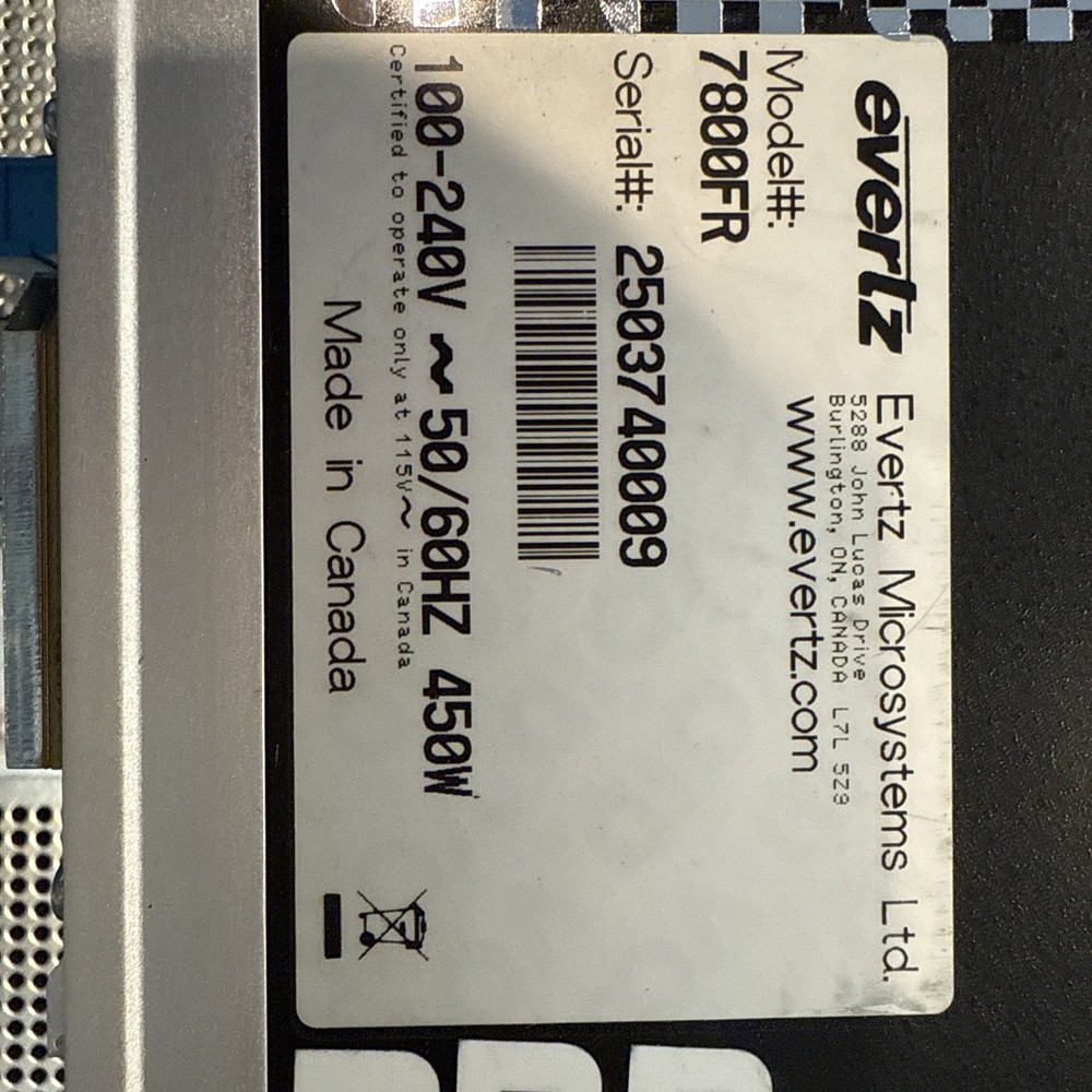 Evertz 7800FR Multi frame Production With Cards