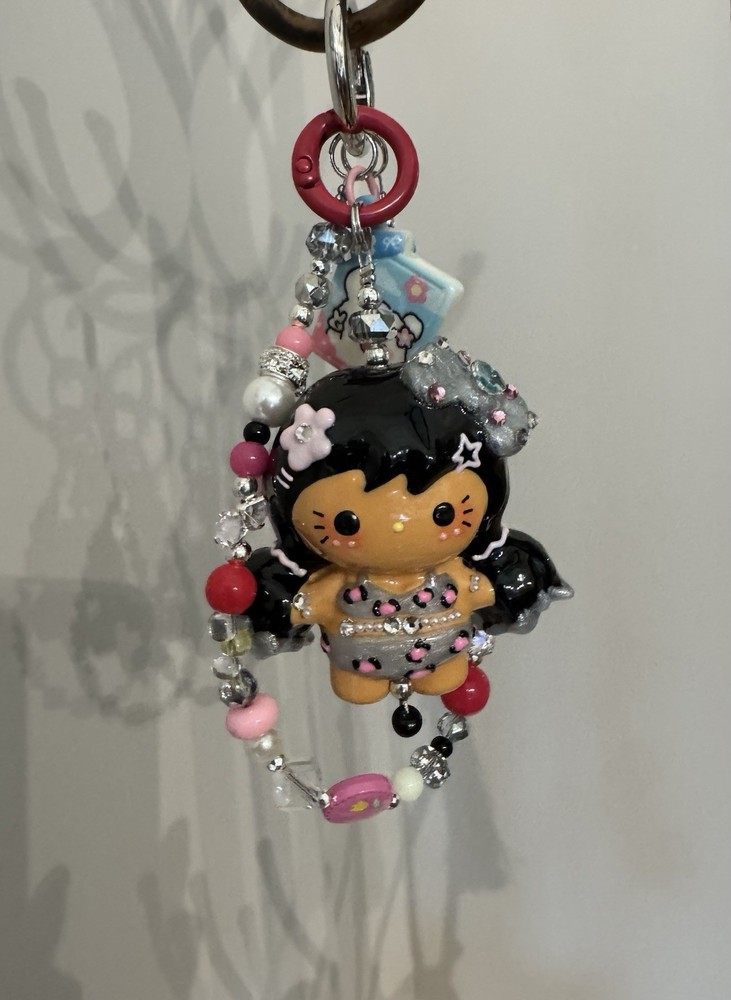 Hawaii Kitty Handmade Keychain With Beads Chain