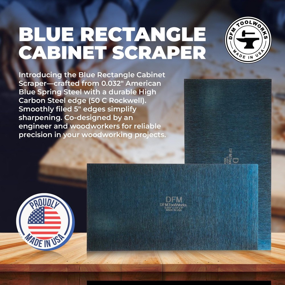 DFM Tool Works Rectangle Card Scraper - Precision Cabinet Multi-use Scraper f...