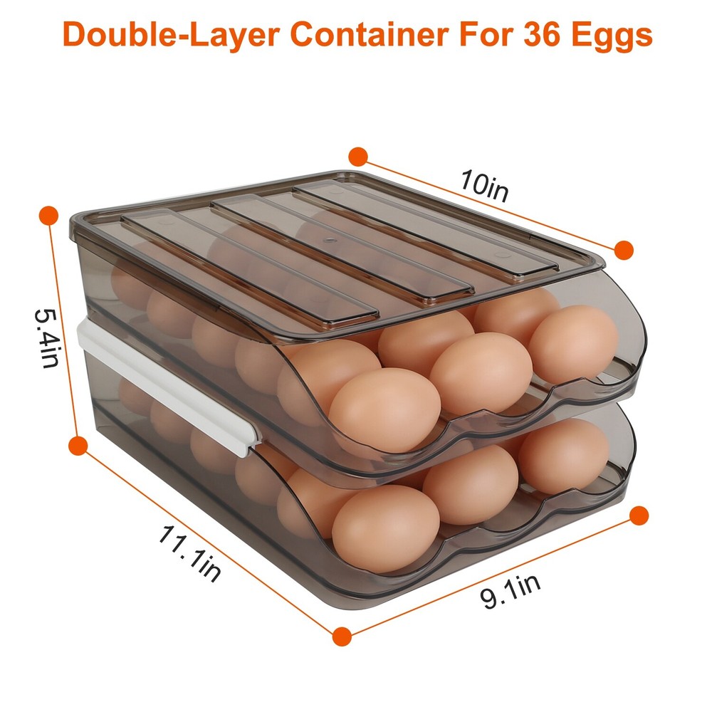 Auto Rolling Egg Holder Storage Box for Refrigerator Egg Tray Fridge Container
