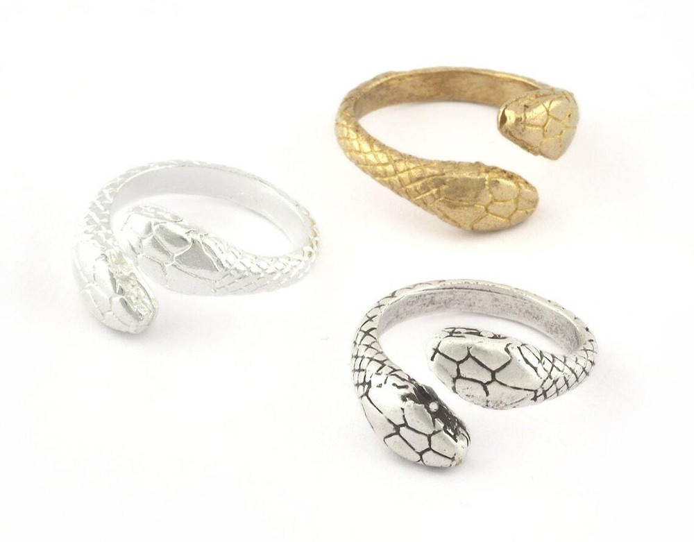 Snake Ring Adjustable Raw brass, Shiny Silver, Antique silver 7US size 5240