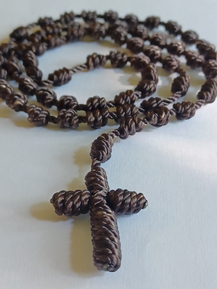 Nylon Rosary Knotted cord Brown