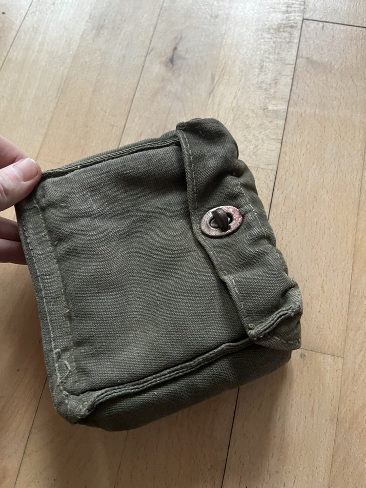(A2) British Army 58 Pattern Canvas Binocular Carry Case Pouch Green webbing