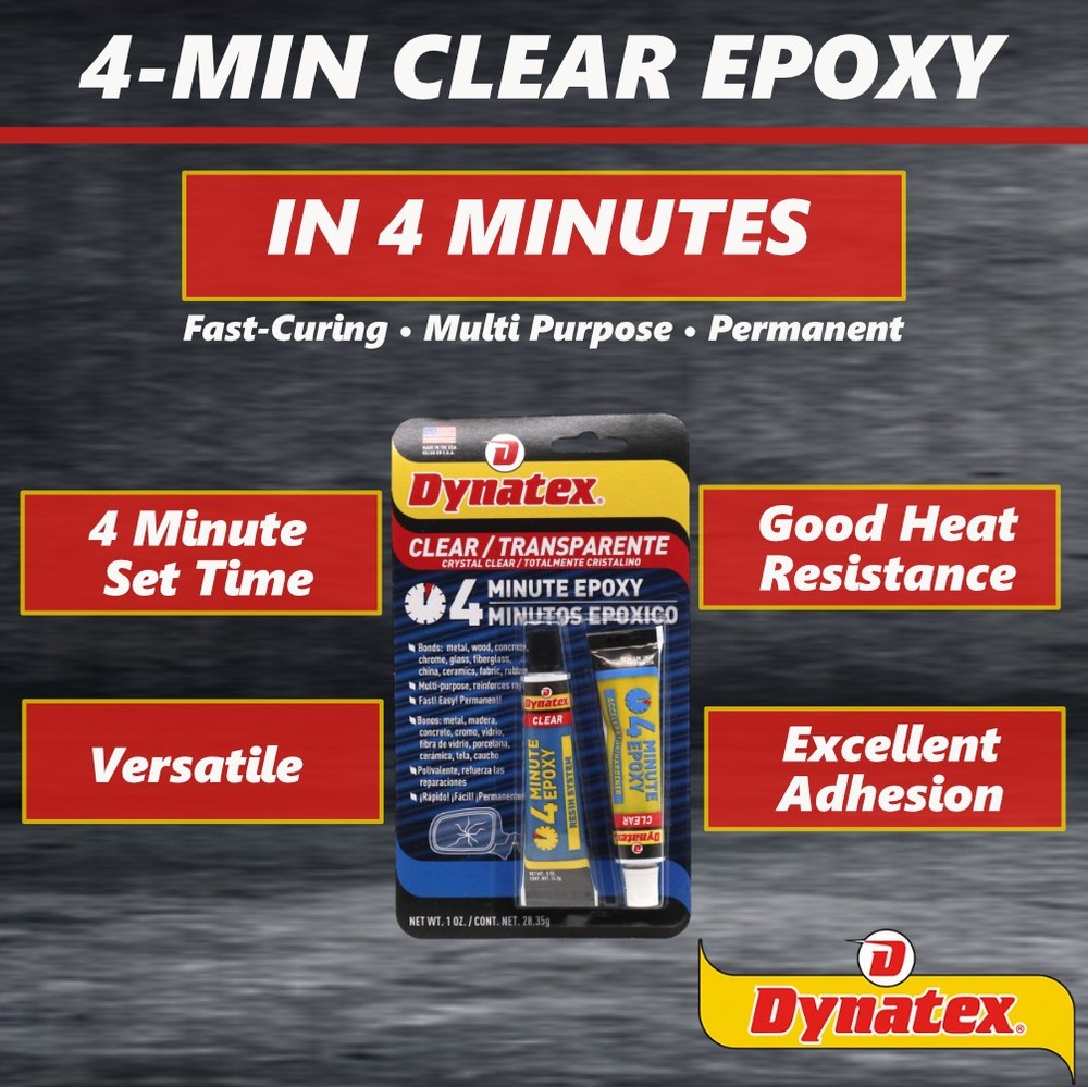 Dynatex 4 Min Clear Epoxy 2 oz - 60 Min Work Clear Bond (Single)