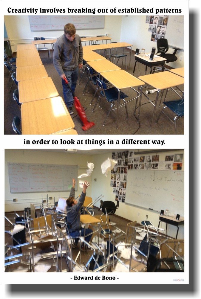 Creativity Involves Breaking Out of Patterns - NEW Classroom Motivational Poster