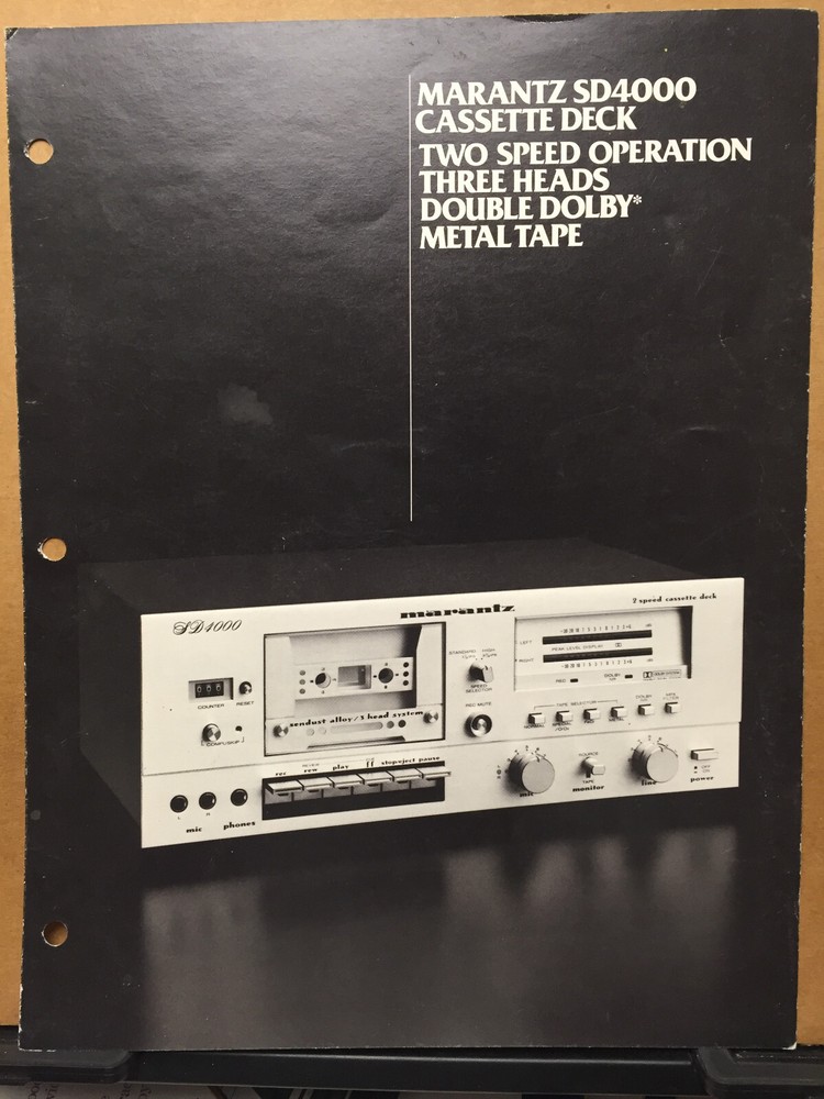 Vtg Marantz Catalog Insert ~ SD4000 Cassette Tape Deck 1979 ~ Original