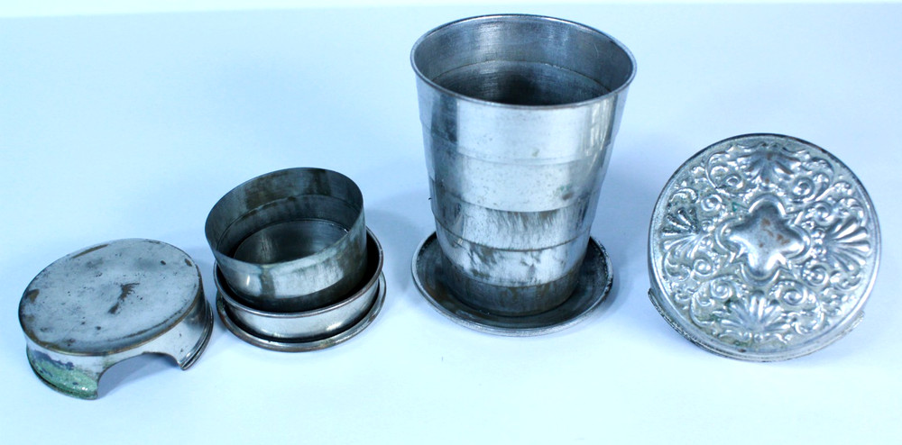 Antique 1897 Collapsible Metal Drinking Telescoping Cups