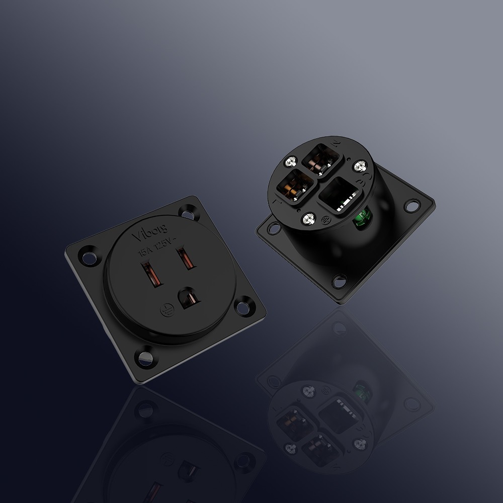 Viborg Pure Copper US Panel mounted receptacle 120V 15A US Socket