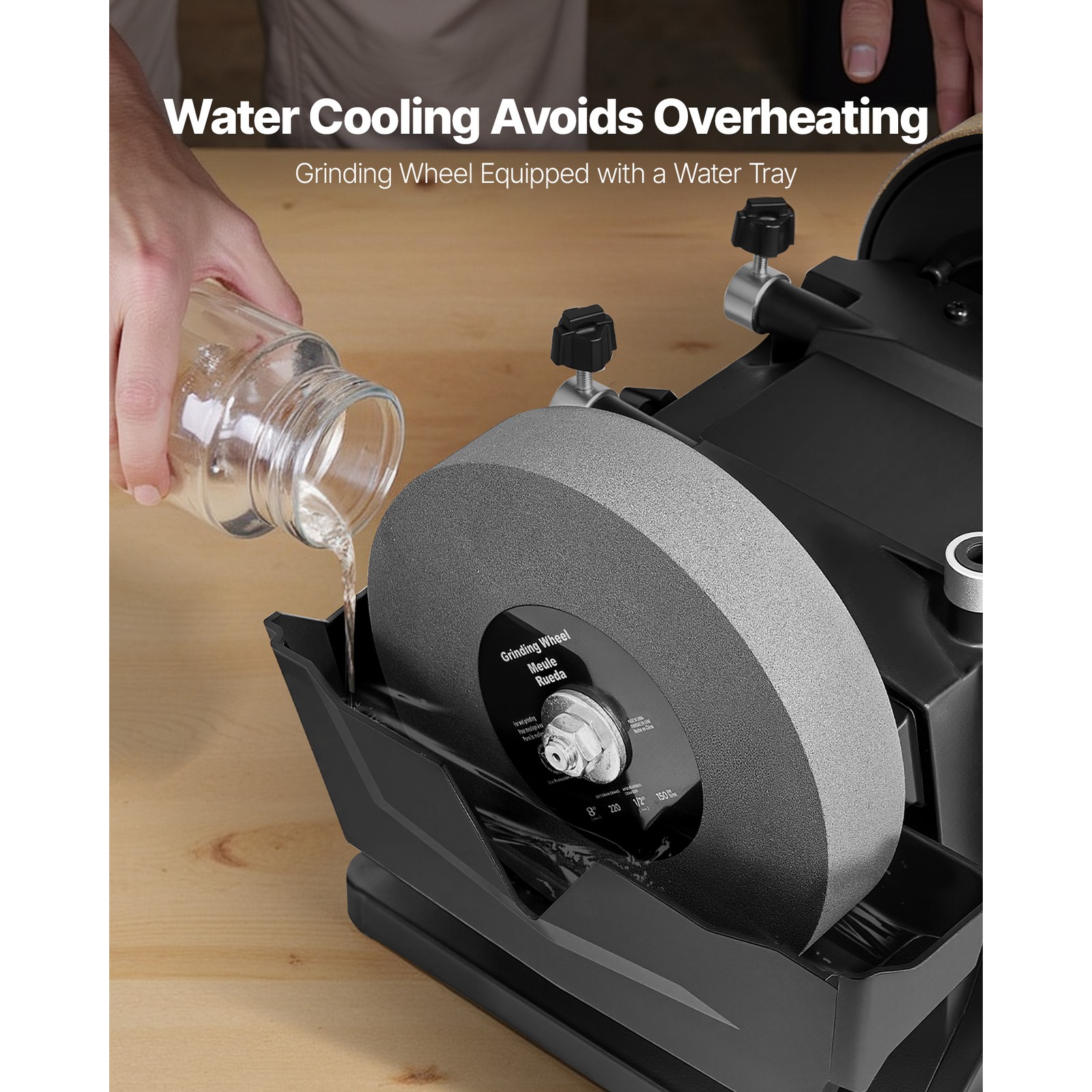 Uimoso 8-Inch Water-Cooled Wet Sharpening System 155RPM Bench Grinder for Blades