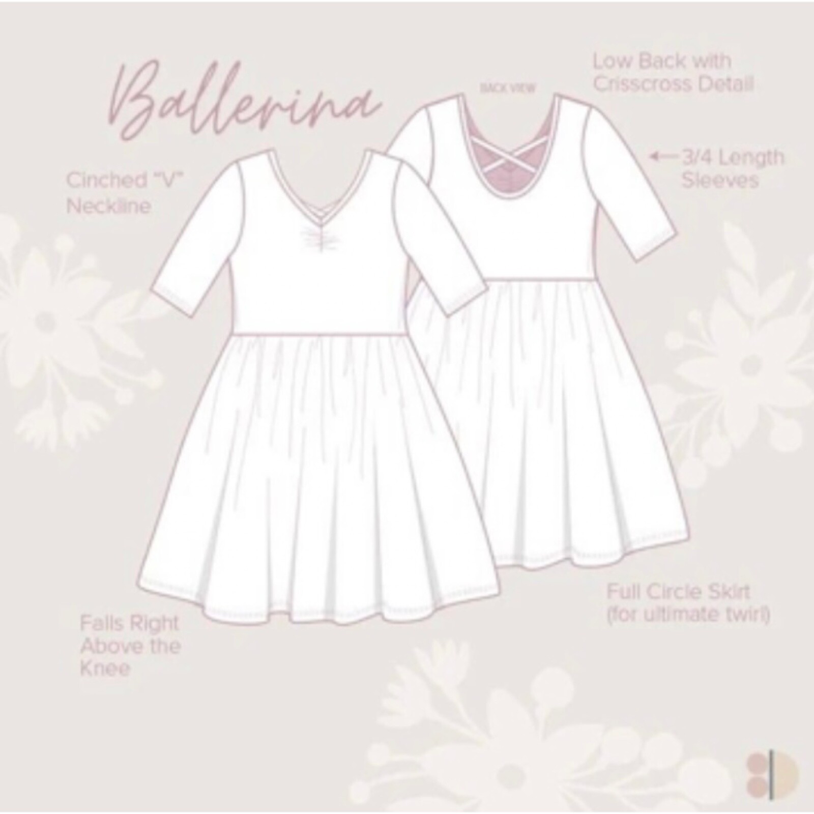 Dot Dot Smile NWT Toddler Girl’s Size 3/4 Bows Ballerina Twirl Dress 3/4 Sleeve