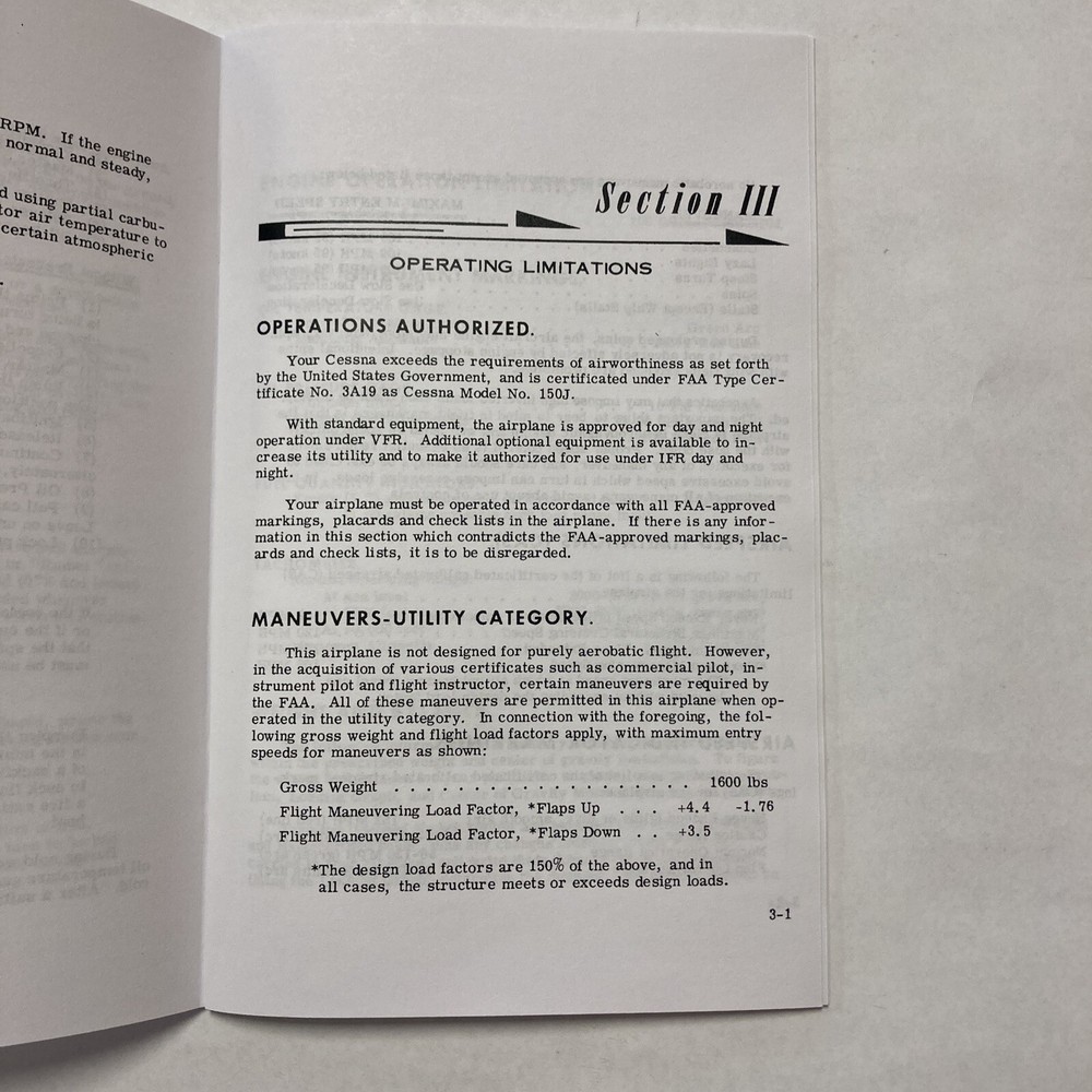 Cessna Model 150J Owner's Manual 1969
