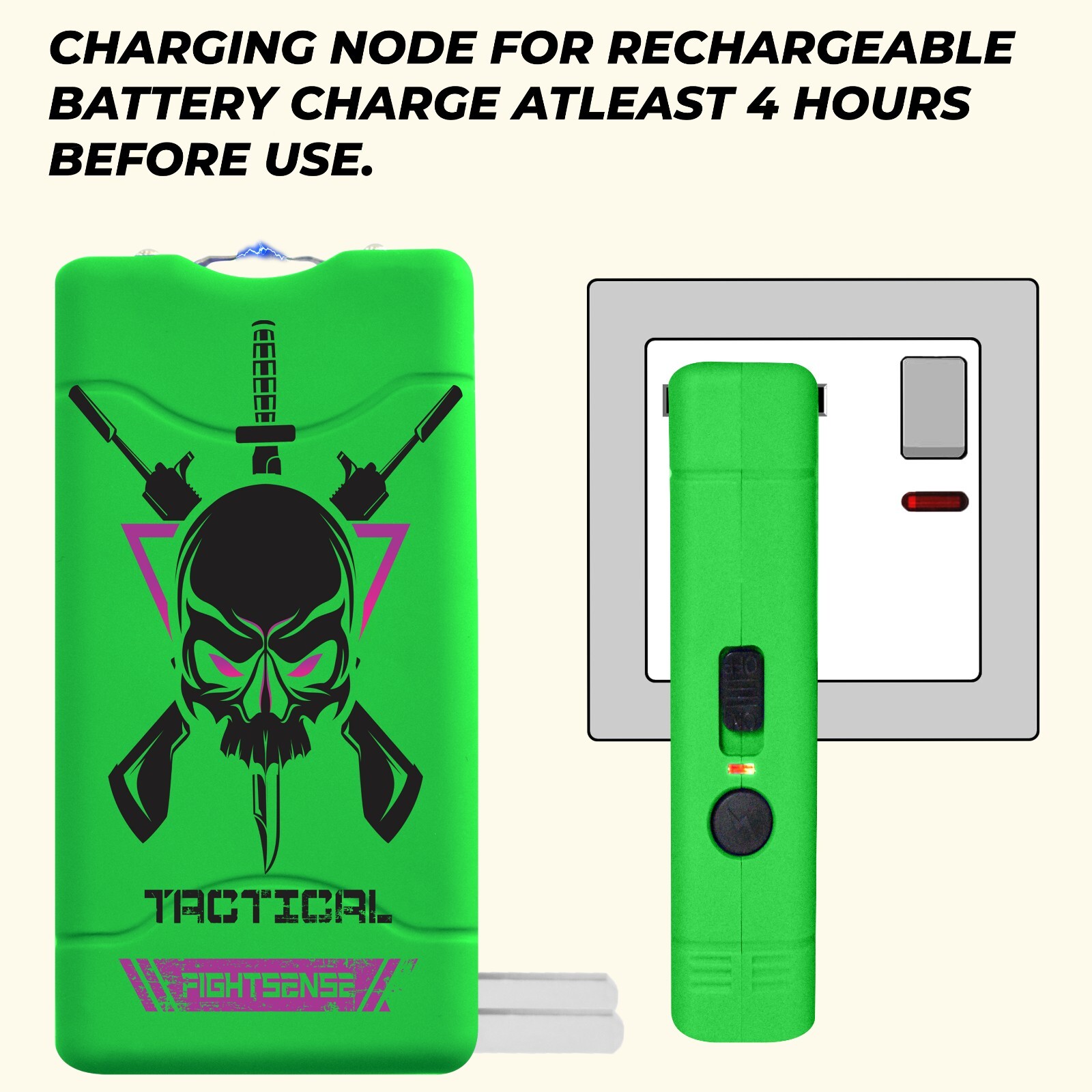 Self Defense Stun Gun With LED Flashlight & 10mv Max Power Rechargeable Battery