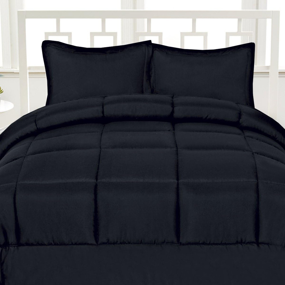 Luxurious down Alternative Soft Solid Box Stitch Brushed Microfiber Comforter Be