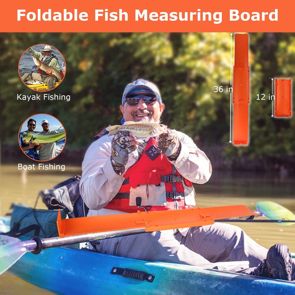 Fish Measuring Board Foldable, Floatable Compact Folding Fish Ruler for Boat,...