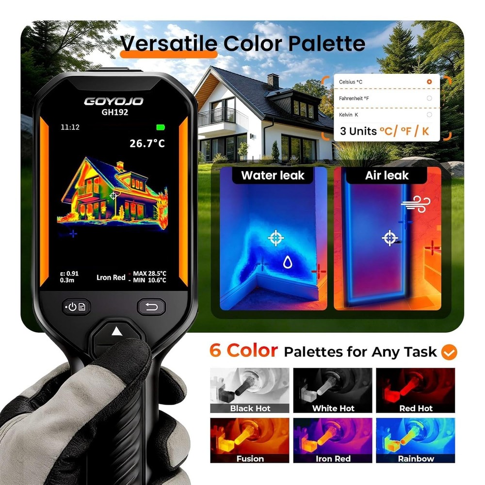Handheld Thermal Imager with High-Resolution Display & 3 Imaging Modes for HVAC