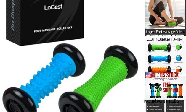 Logest Foot Massage Roller - for Trigger Point Therapy, Blue - Green 2 Pack