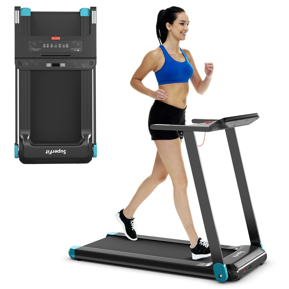 Folding Electric Treadmill Compact Walking Running Machine w/APP Control Speaker