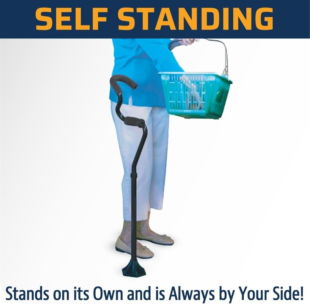 StrongArm Comfort Walking Cane + Self Standing Base + Adjustable + Lightweight