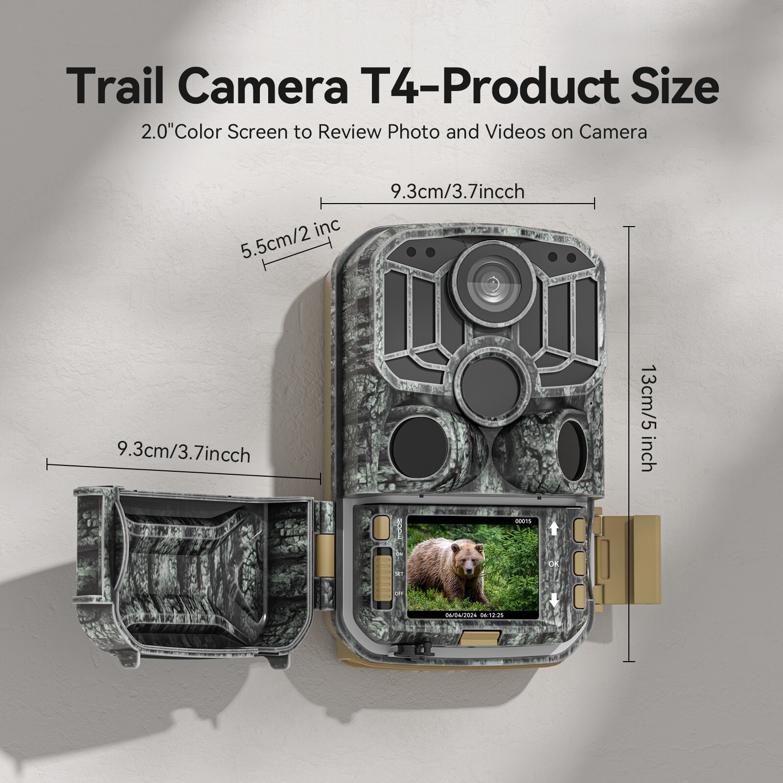 Trail Camera with Night Vision 0.1s Trigger Waterproof for Wildlife Tracking 4K