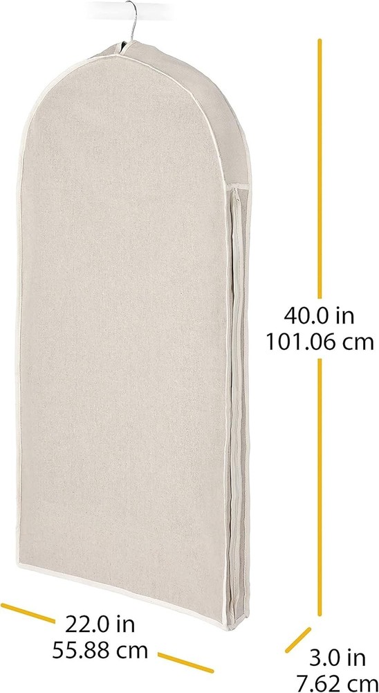 Zippered Garment Bag Natural Linen Easy-Pull Zipper Large