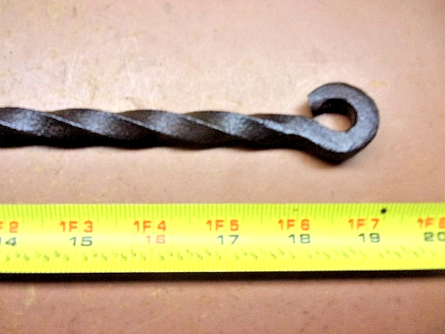 Vintage Blacksmith Forged Threaded Hooks 19" Long with Nice 'Twist' UNIQUE!