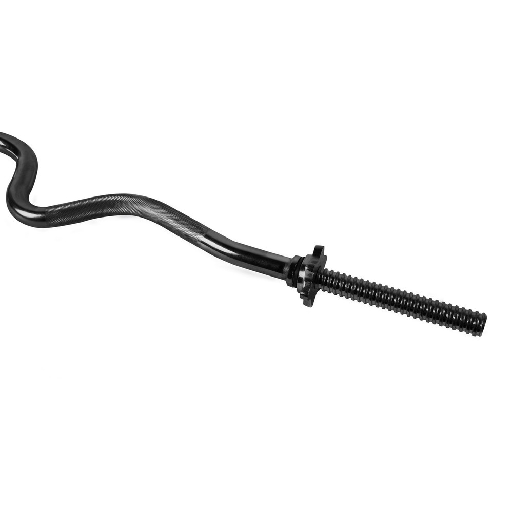 Barbell Standard 1-Inch Threaded Solid Super Curl Bar, Black