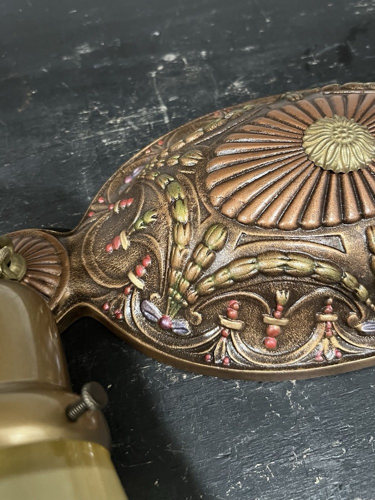 Antique Polychrome Single Double Socket Flush Mount Fixture Rewired 99K