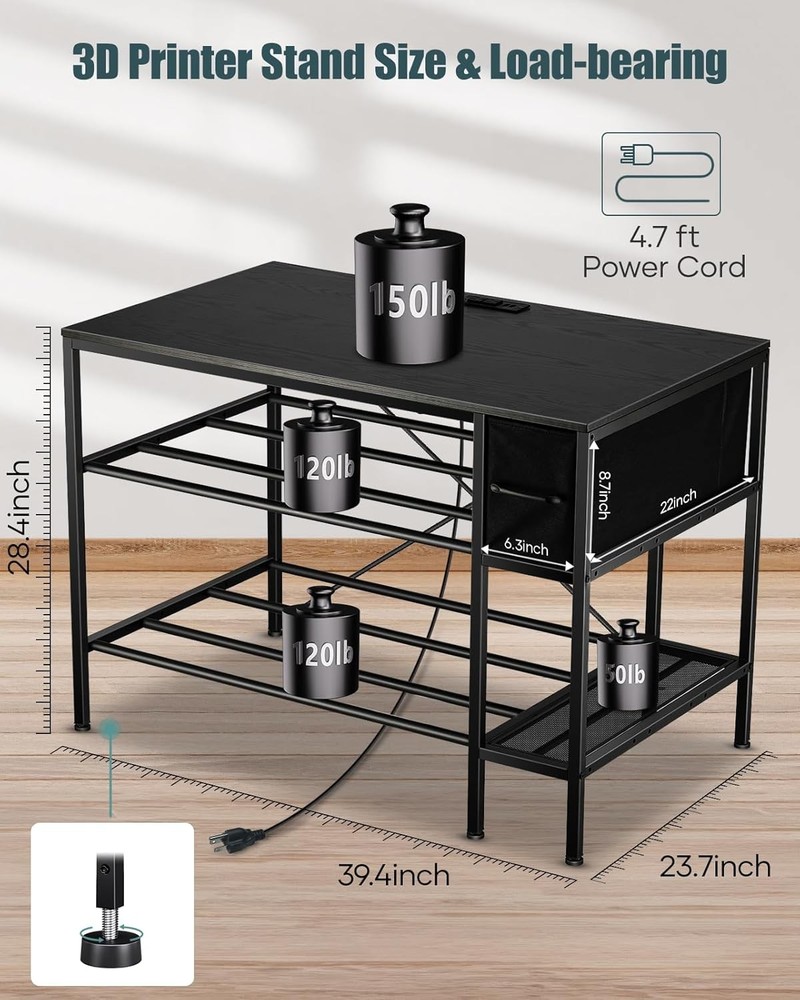 3D Printer Table with Filaments Storage - 3D Printer Stand Filament Storage Rack