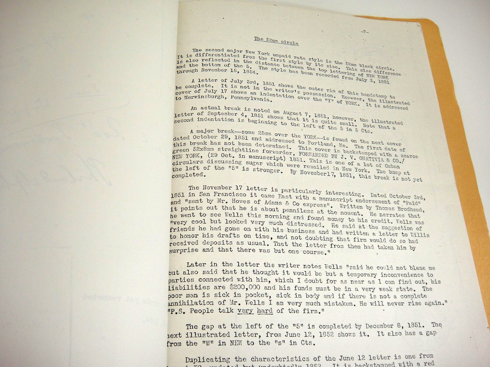 New York Clamshells and Ovals Markings 1851-1855 Unpaid Rate Marks Calvet Hahn
