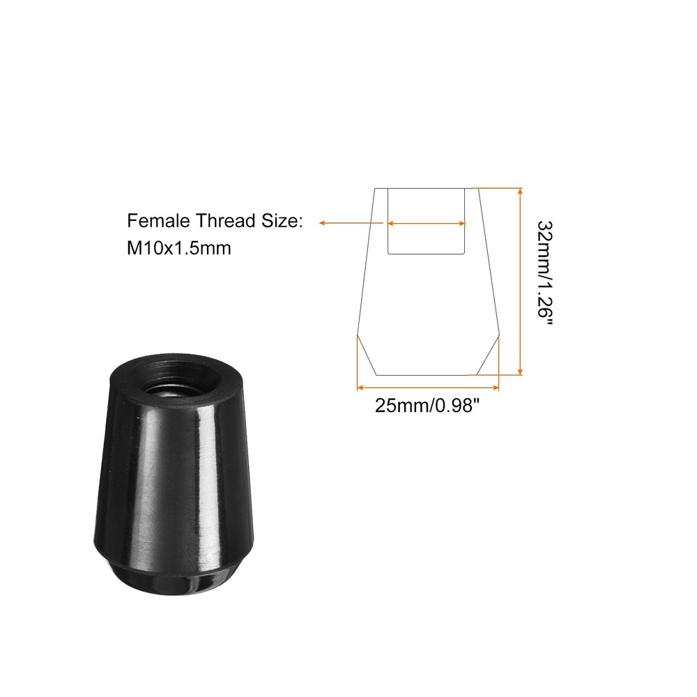 M10x32mm Female Threaded Hand Knobs Tapered Insert Handles for Mechanical, 2Pcs