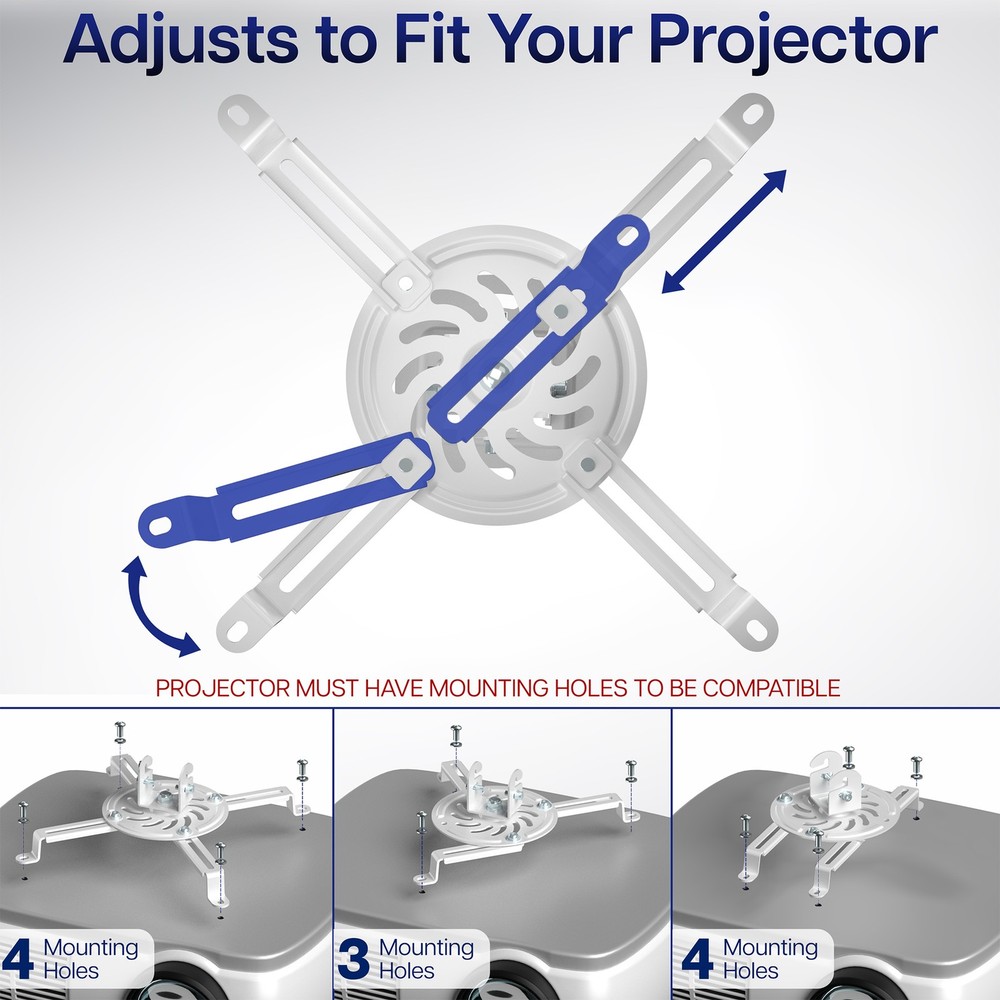 VIVO Universal White Tall Extending Projector Ceiling Mount, Height Adjustable
