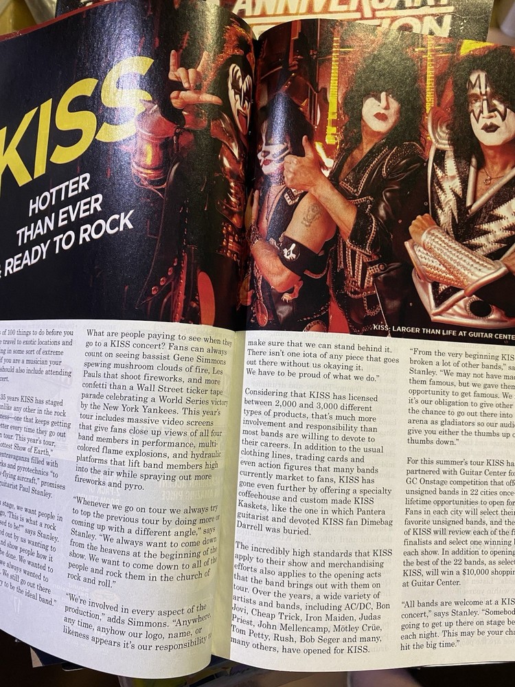 Kiss Guitar Center Magazine With Rare Insert Simmons Stanley Singer Thayer