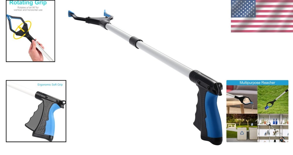 Folding 32" Mobility Aid Grabber with Rotating Head - Perfect for Litter Picking