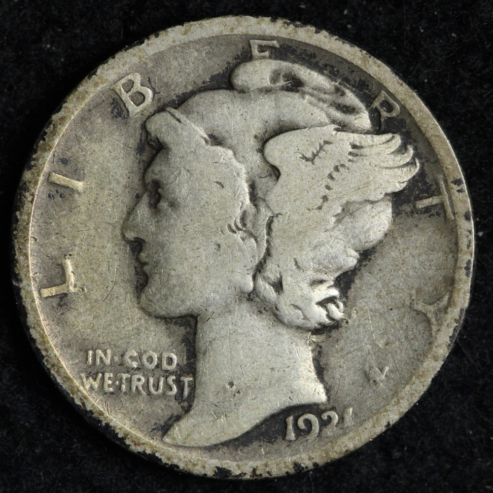 1921 Mercury Silver Dime FINE E283 QYHA
