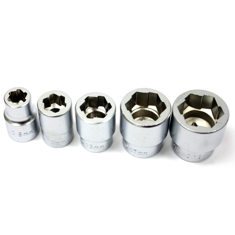 5pcs 3/8" Dr. Impact Bolt Extractor Stud NutTwist Socket Set 8 10 13 17 19mm