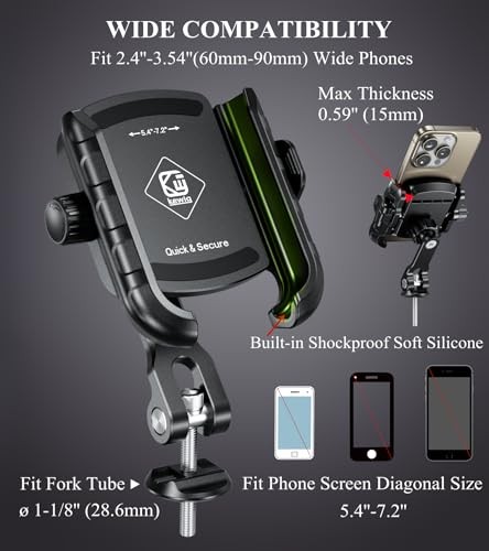 Bike Fork Stem Phone Mount Holder [Camera Friendly] [1s Lock & Release]