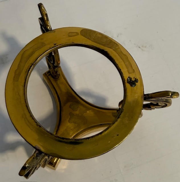 Vintage Solid Brass MCM Dragon Crystal Ball Sphere Egg Stand 4-1/2" x 3-1/2"