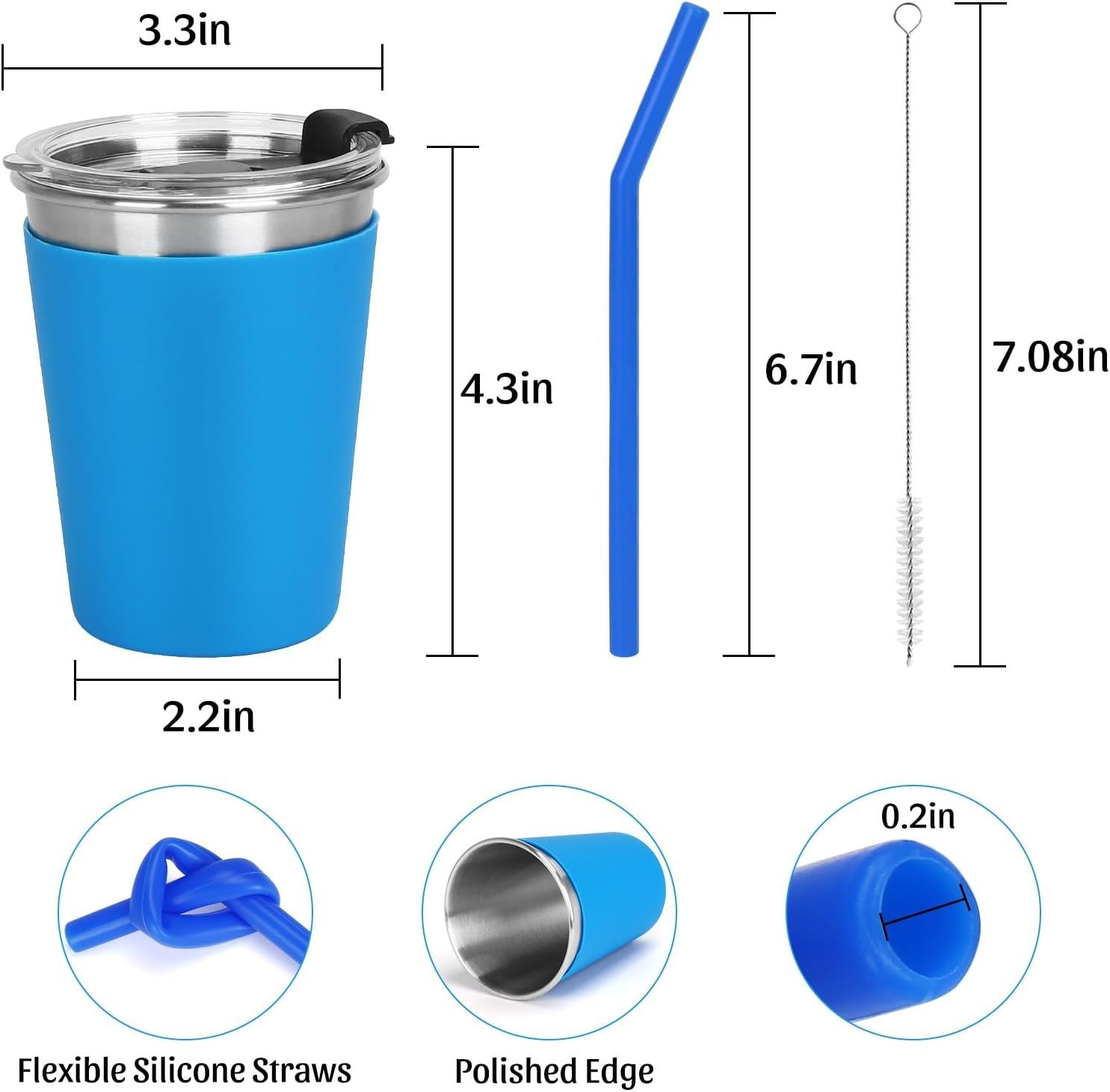 6pack Spill Proof Cups for Kids, 12oz Kids Cups with Straws and Lids Colorful...