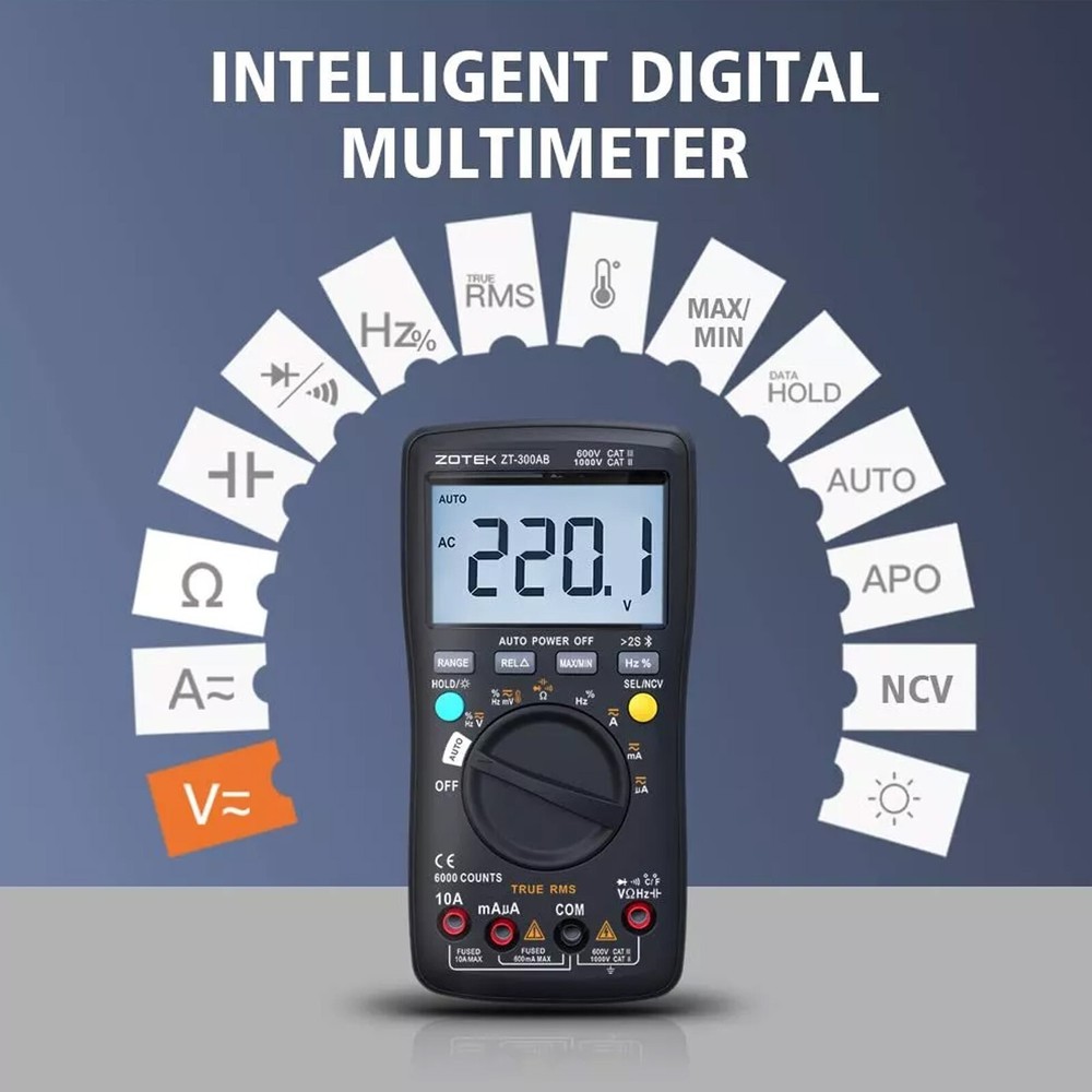 Wireless Digital Multimeter True RMS Manual/Auto Ranging 6000 Counts DMM