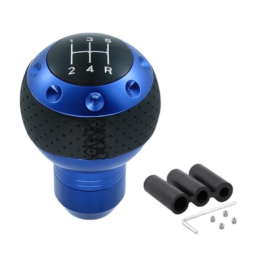 5 Speed Manual Shift Knob Leather Round Ball Gear Shifter Knobs Stick Blue