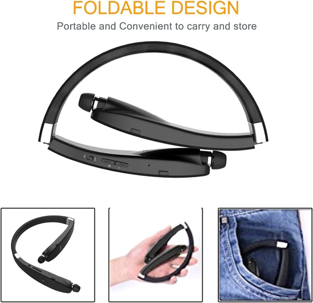 Foldable Bluetooth Headset, Beartwo Lightweight Retractable Bluetooth Headphones