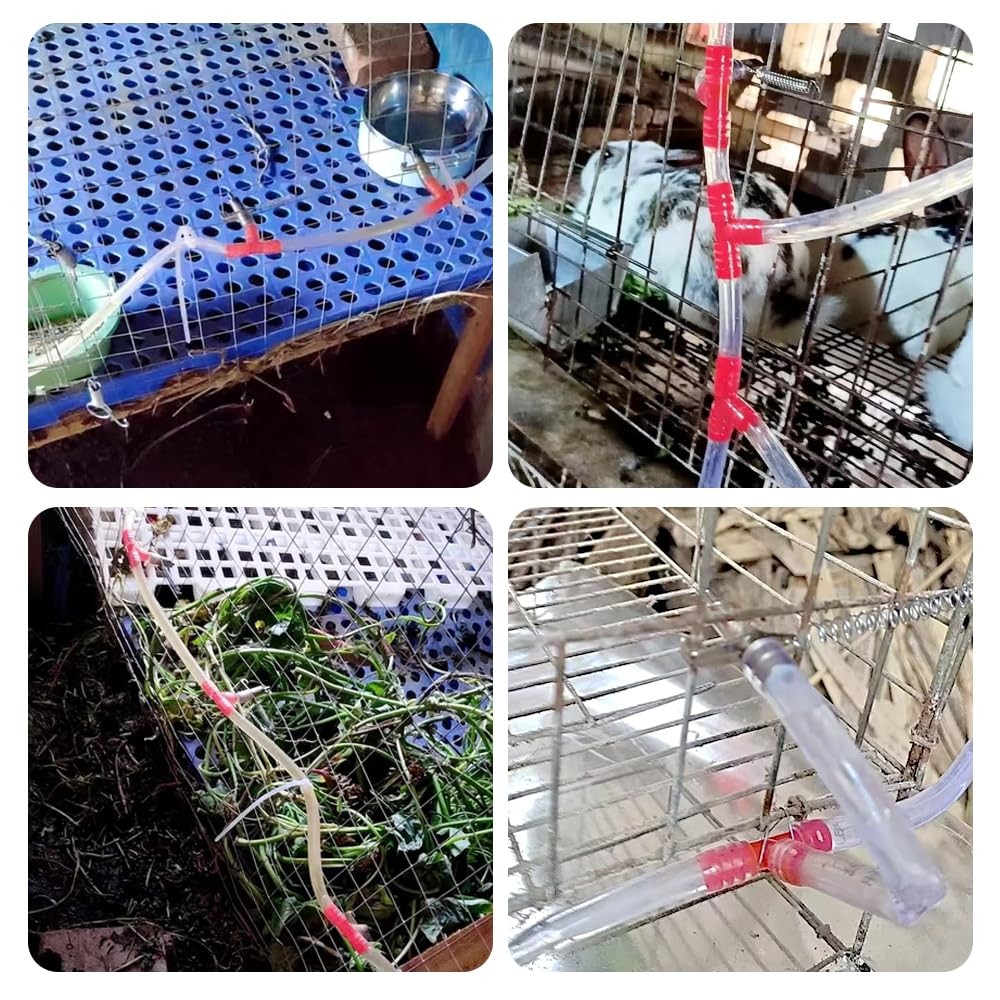 Automatic Rabbit Waterer Drinker Feeder 30sets for Poultry Rats Guinea Red