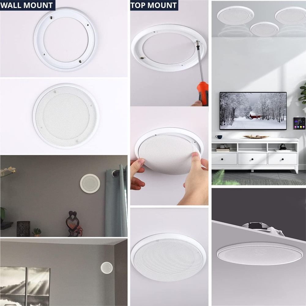 2PCS 8in White Ceiling Speaker Covers, Surface Mount Speaker Grill Mesh Round Sp