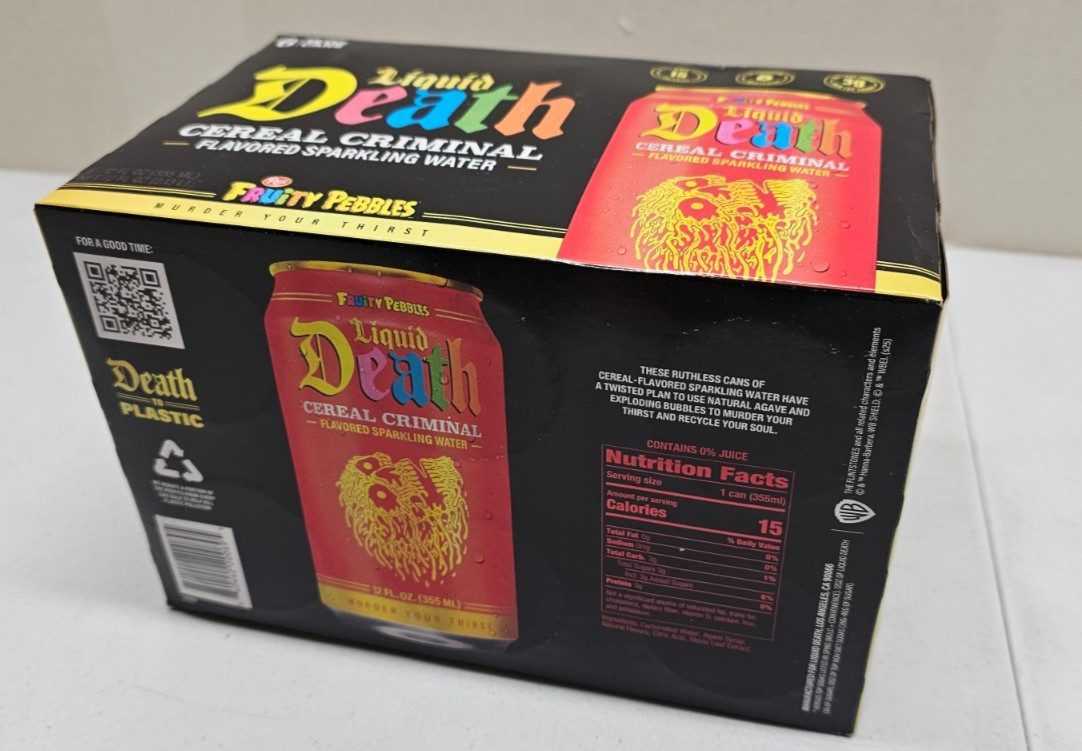 Fruity Pebbles Liquid Death Cereal Criminal Sparkling Water 12 Oz Cans