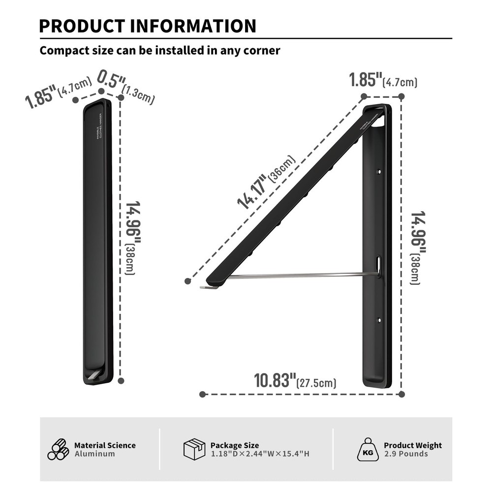 Clothes Drying Rack for Laundry Drying Rack Wall Mounted Clothes Hanger Rack ...