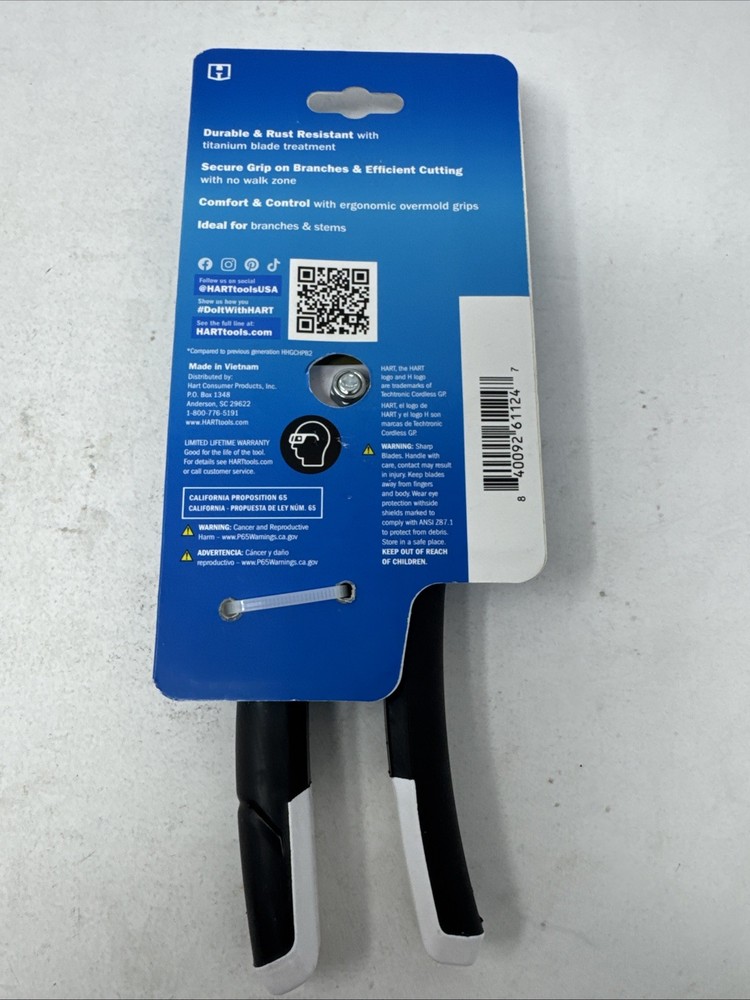 Hart Bypass Pruner Titanium Blade for Branches & Stems.