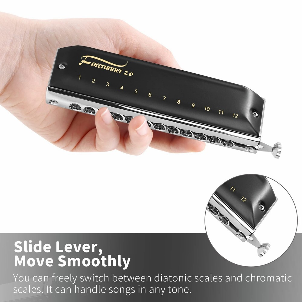 Easttop Updated FORERUNNER 2.0 without valves Chromatic Harmonica 12Hole Key C