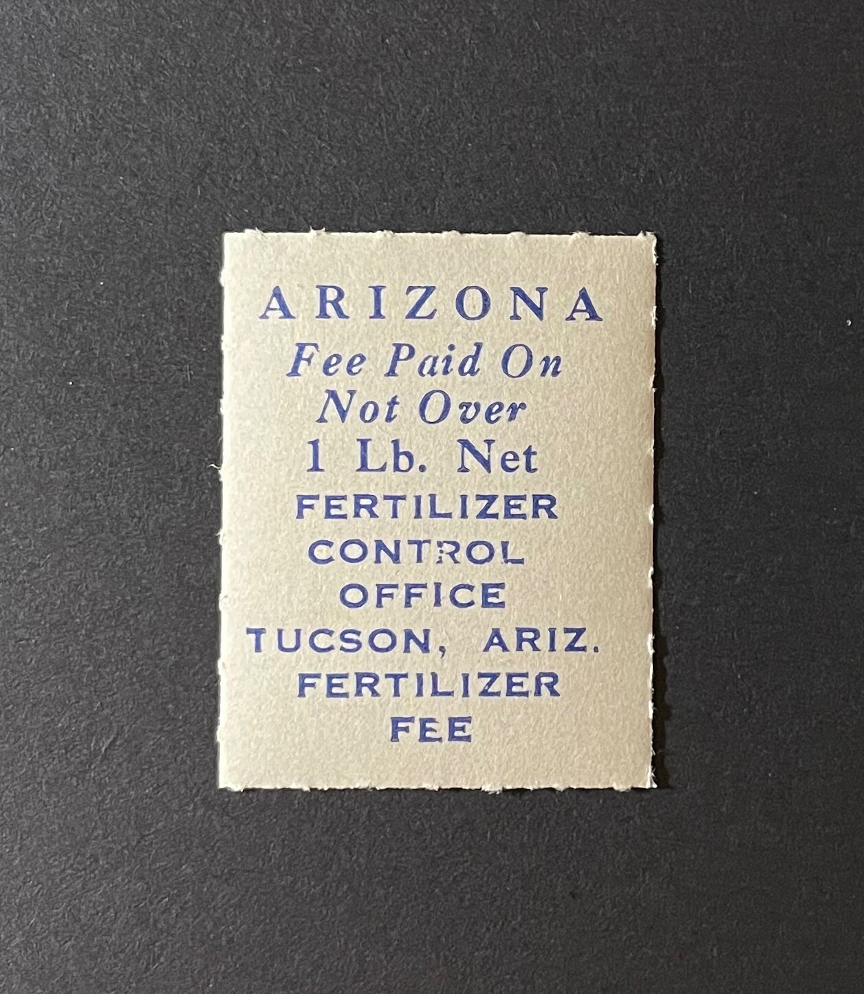 Arizona State Revenue - 1 lb. Fertilizer Inspection Tax Stamp - #FT1a - MNH - AZ