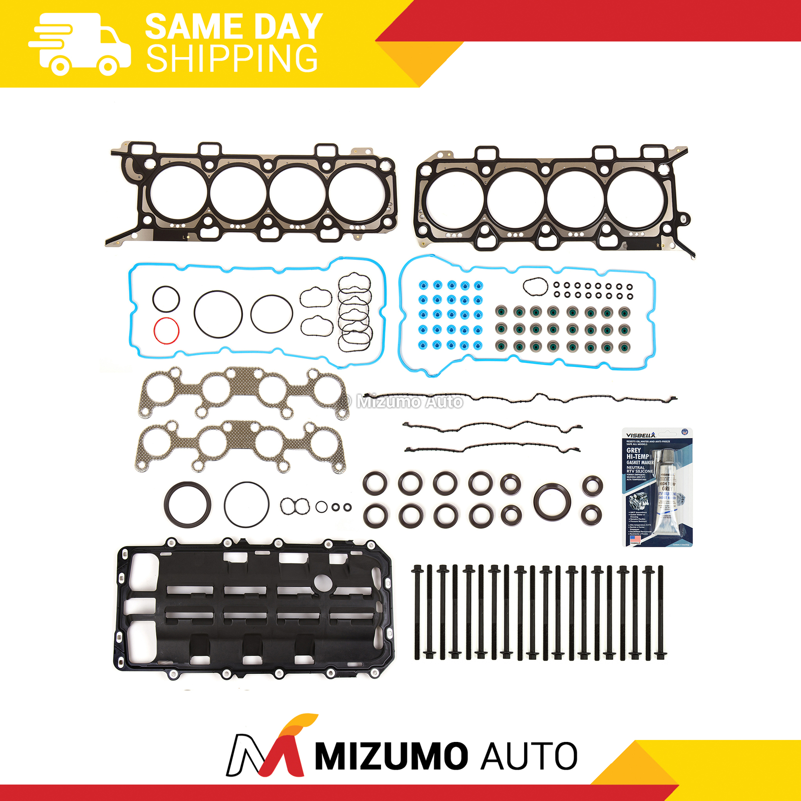 Full Gasket Set 12mm Head Bolts Fit 11-14 Ford F-150 Mustang GT 5.0 DOHC VIN F