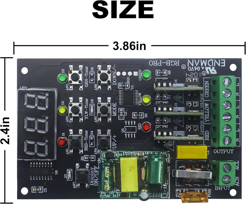Traffic Light Controller Sequencer with 39+ Sequences, 3 Channel 80VAC-260VAC, L